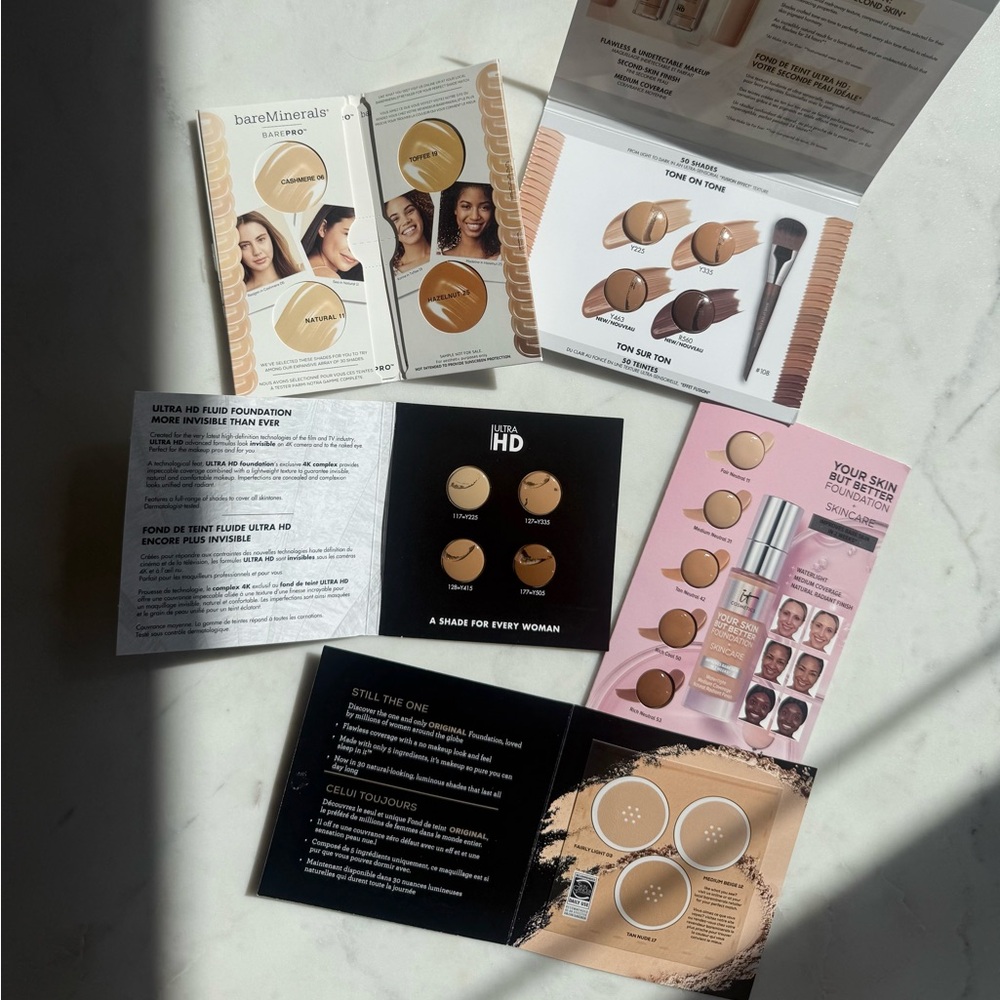 x5 New Foundation Samples - Fair, Beige and Tan Shades